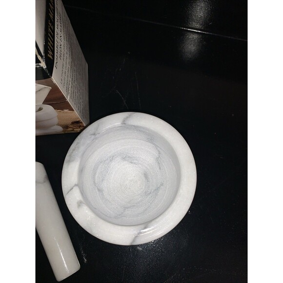 White Marble Mortar & Pestle Set 4”x4” with 5” Pestle – Heavy Duty Not Seasoned - Picture 3 of 6
